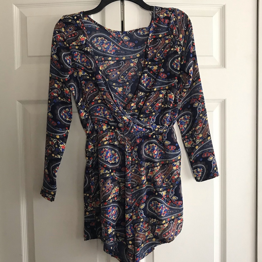 GREAT FOR FALL**Navy Blue Paisley Romper